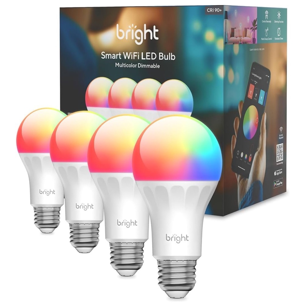 Smart Light Bulbs, 1100 Lumen, WiFi Mesh & Bluetooth Color Changing Bulb, 4 Pack